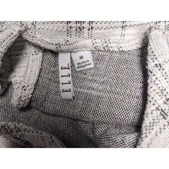 Elle Blouse Women's M White Plaid 3/4 Sleeve Mock Layer Keyhole Back Ruffle - Picture 8 of 9